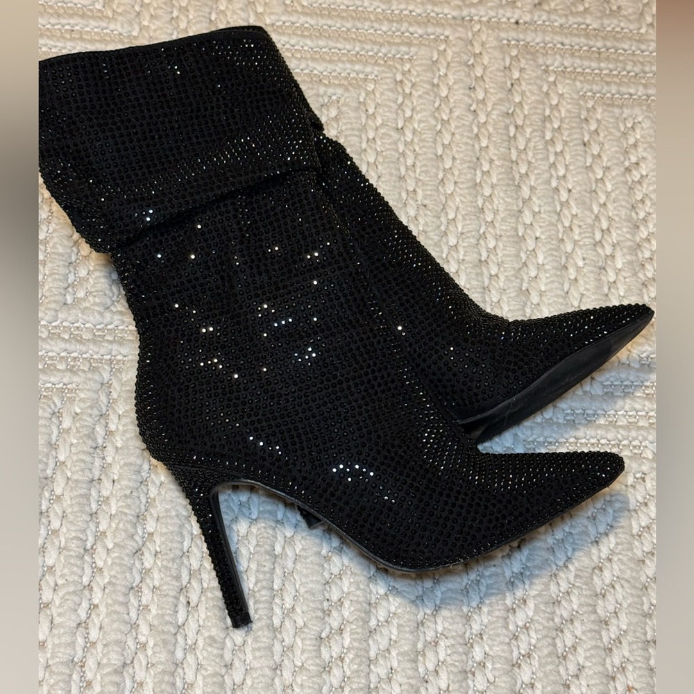 Thalia Sodi Black Glitter Heeled Boots